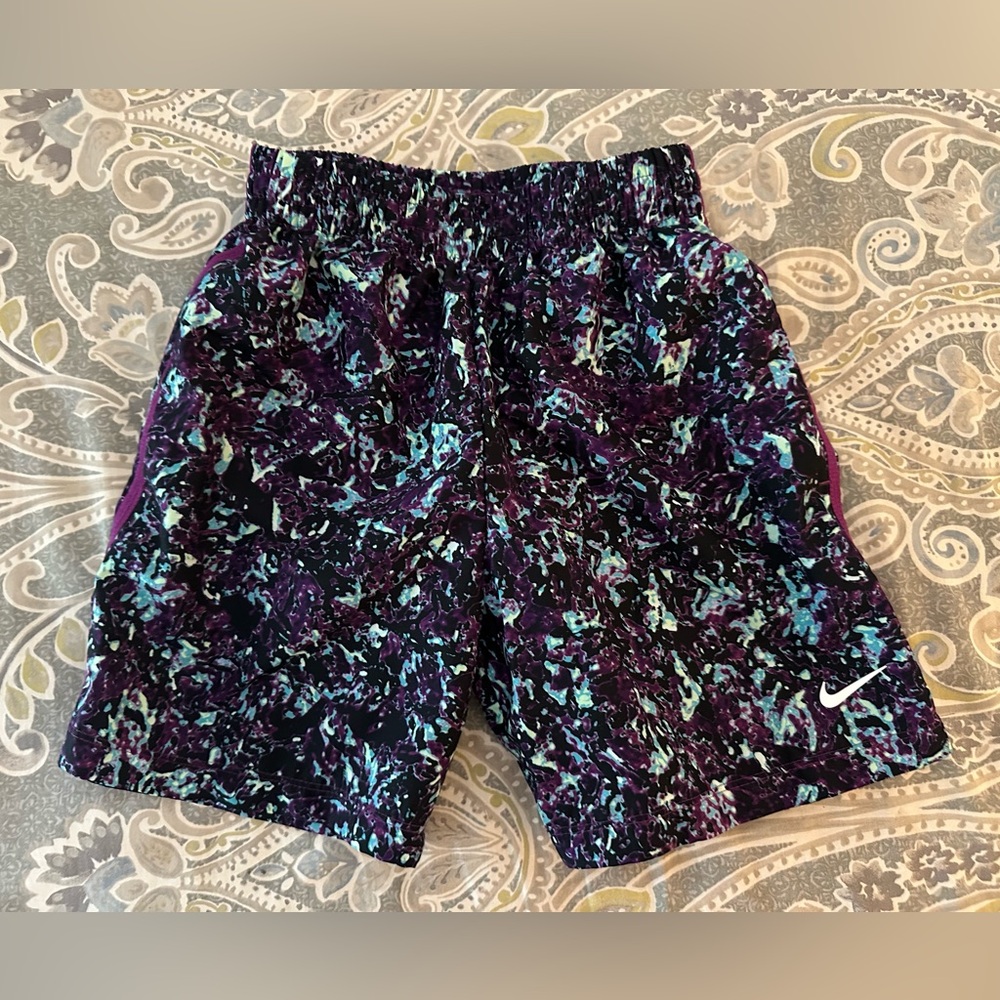 Nike Dri Fit Multi Woven Shorts - Purple Teal Black & White